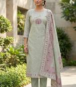 Grey color banarasi cotton fabric ethnic partywear salwar kameez
