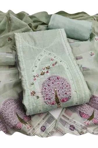 Grey color banarasi cotton fabric ethnic partywear salwar kameez