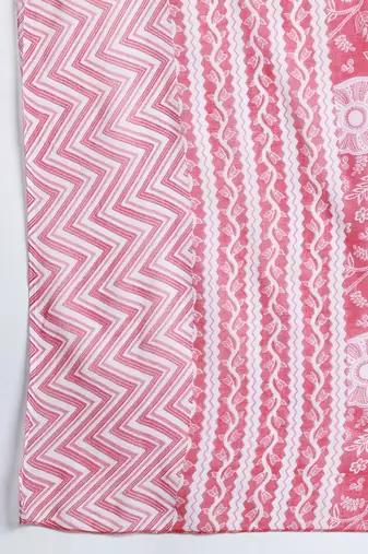 Pink floral printed pure cotton kurta with trousers & dupatta