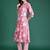 Pink floral printed pure cotton kurta with trousers & dupatta