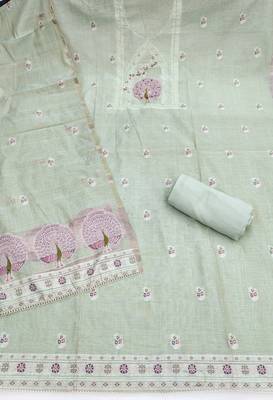 Grey color banarasi cotton fabric ethnic partywear salwar kameez 3