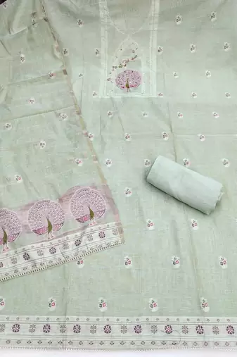 Grey color banarasi cotton fabric ethnic partywear salwar kameez