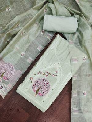 Grey color banarasi cotton fabric ethnic partywear salwar kameez 4