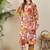 Yellow women floral printed regular pure cotton kurta with trousers