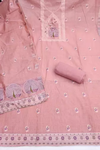 Pink color banarasi cotton fabric ethnic partywear salwar kameez