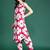 Pink floral printed pleated pure cotton kurta with trousers