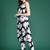 Black black and white floral printed pure cotton  kurta with trousers
