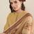 Beige women solid kurta with trousers & dupatta