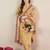 Beige women solid kurta with trousers & dupatta