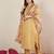 Beige women solid kurta with trousers & dupatta