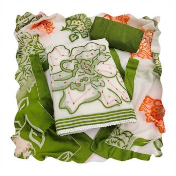 Off white color banarasi cotton fabric designer ethnic partywear suit 2