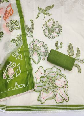 Off white color banarasi cotton fabric designer ethnic partywear suit 3
