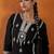 Black floral embroidered notch neck thread work straight kurta