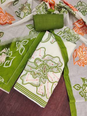 Off white color banarasi cotton fabric designer ethnic partywear suit 4