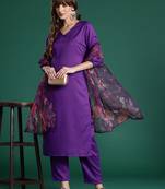 Purple angrakha kurta with trousers & with dupatta