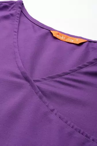 Purple angrakha kurta with trousers & with dupatta