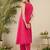 Pink women pleated kurta with trousers