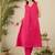 Pink women pleated kurta with trousers