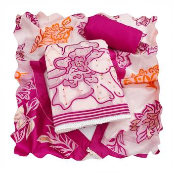 Off white color banarasi cotton fabric designer ethnic partywear suit 2