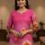 Pink women floral printed mirror work kurta