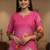 Pink women floral printed mirror work kurta