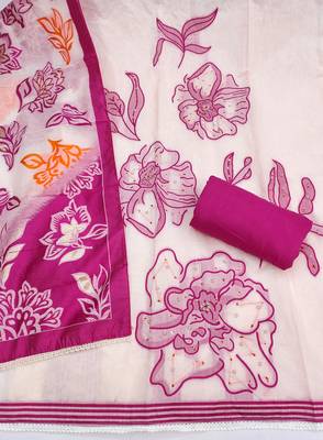 Off white color banarasi cotton fabric designer ethnic partywear suit 3