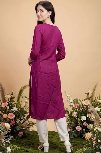 Purple women ethnic motifs embroidered sequinned kurta