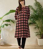 Black women ethnic motifs printed kurta
