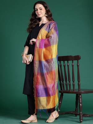 Black kurta with trousers & with dupatta 1