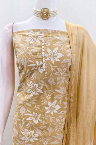 Mustard color designer printed ethnic partywear salwar kameez