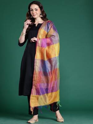 Black kurta with trousers & with dupatta 5