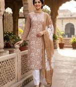 Mouve color designer printed ethnic partywear salwar kameez