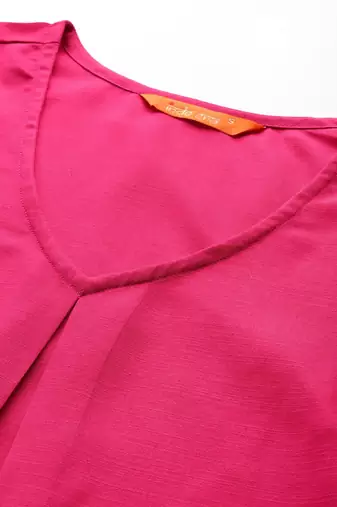 Pink pleated kurta with trousers