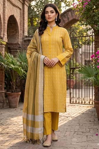Yellow color wevon designer ethnic partywear salwar kameez