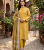 Yellow color wevon designer ethnic partywear salwar kameez