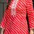 Red leheriya printed mirror work cotton straight kurta