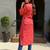 Red leheriya printed mirror work cotton straight kurta