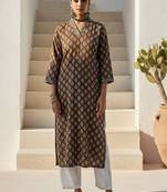 Grey women ethnic motifs printed sequinned kurta