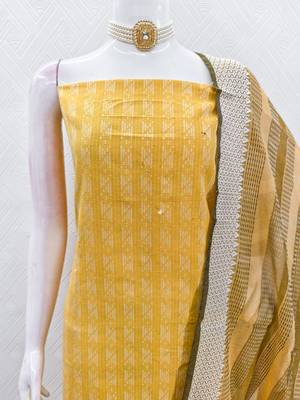 Yellow color wevon designer ethnic partywear salwar kameez 4