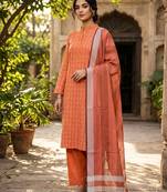 Orange color wevon designer ethnic partywear salwar kameez