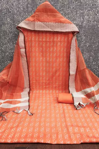 Orange color wevon designer ethnic partywear salwar kameez