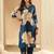 Teal women floral printed  straight kurta with trousers