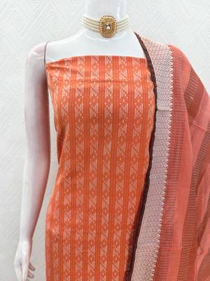 Orange color wevon designer ethnic partywear salwar kameez 4