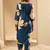 Teal women floral printed  straight kurta with trousers