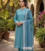 Blue color wevon designer ethnic partywear salwar kameez
