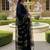 Black women ethnic motifs embroidered regular thread work pure cotton kurta with palazzos & with dupatta