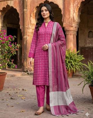 Pink color wevon designer ethnic partywear salwar kameez 1