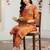 Orange orange printed straight kurta trousers set kurta sets