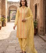 Yellow color wevon designer ethnic partywear salwar kameez