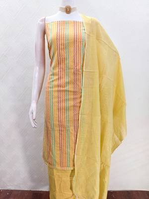 Yellow color wevon designer ethnic partywear salwar kameez 4